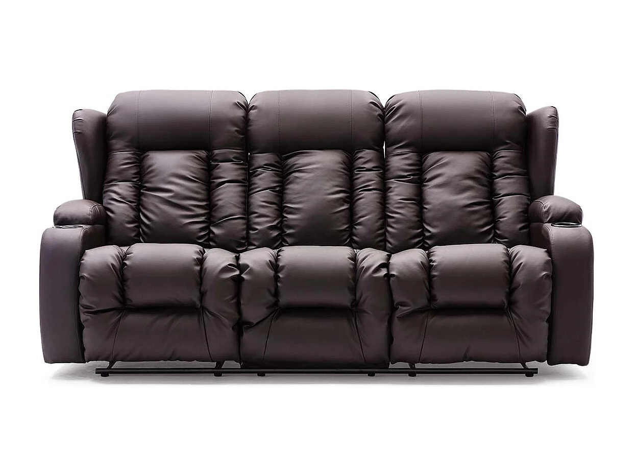 Caesar 3 Seater Manual High Back Bonded Leather Recliner Sofa