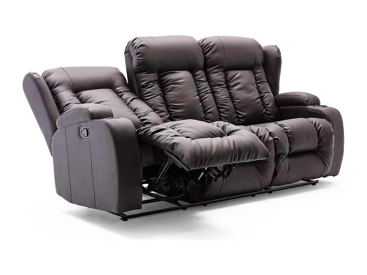 Caesar 3 Seater Manual High Back Bonded Leather Recliner Sofa