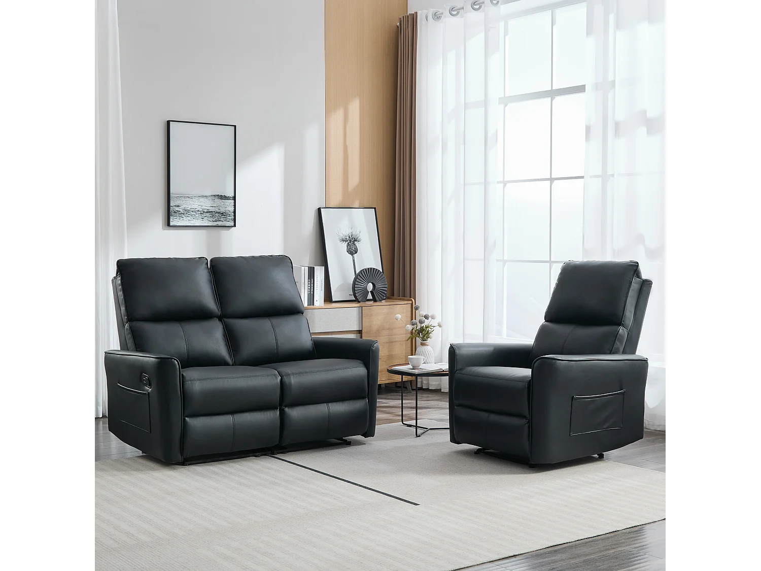 Madrid 1+2 Seater Manual Air Leather Recliner Sofa Set