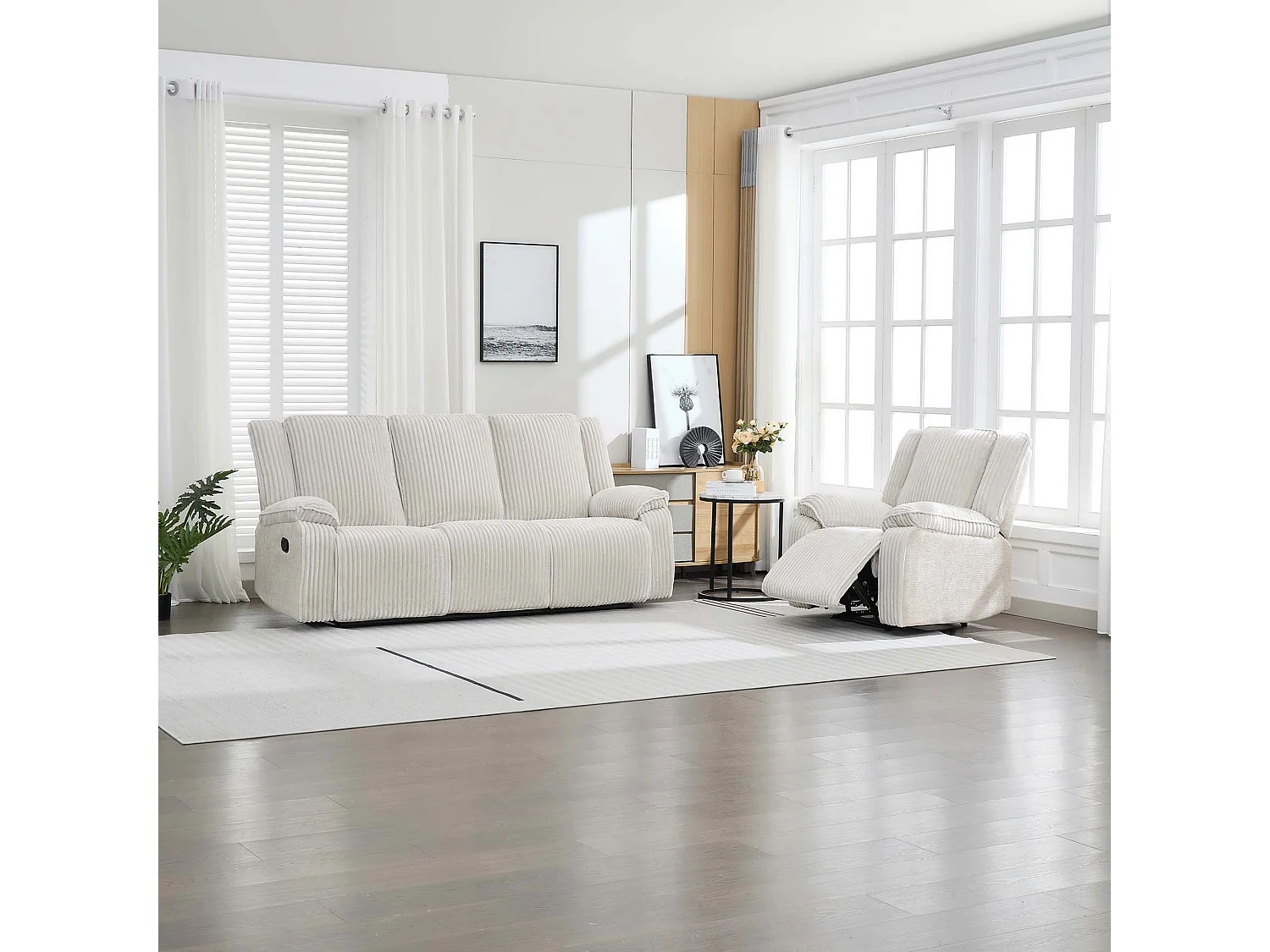 Verona 3+1 Jumbo Cord Manual Recliner Sofa Set