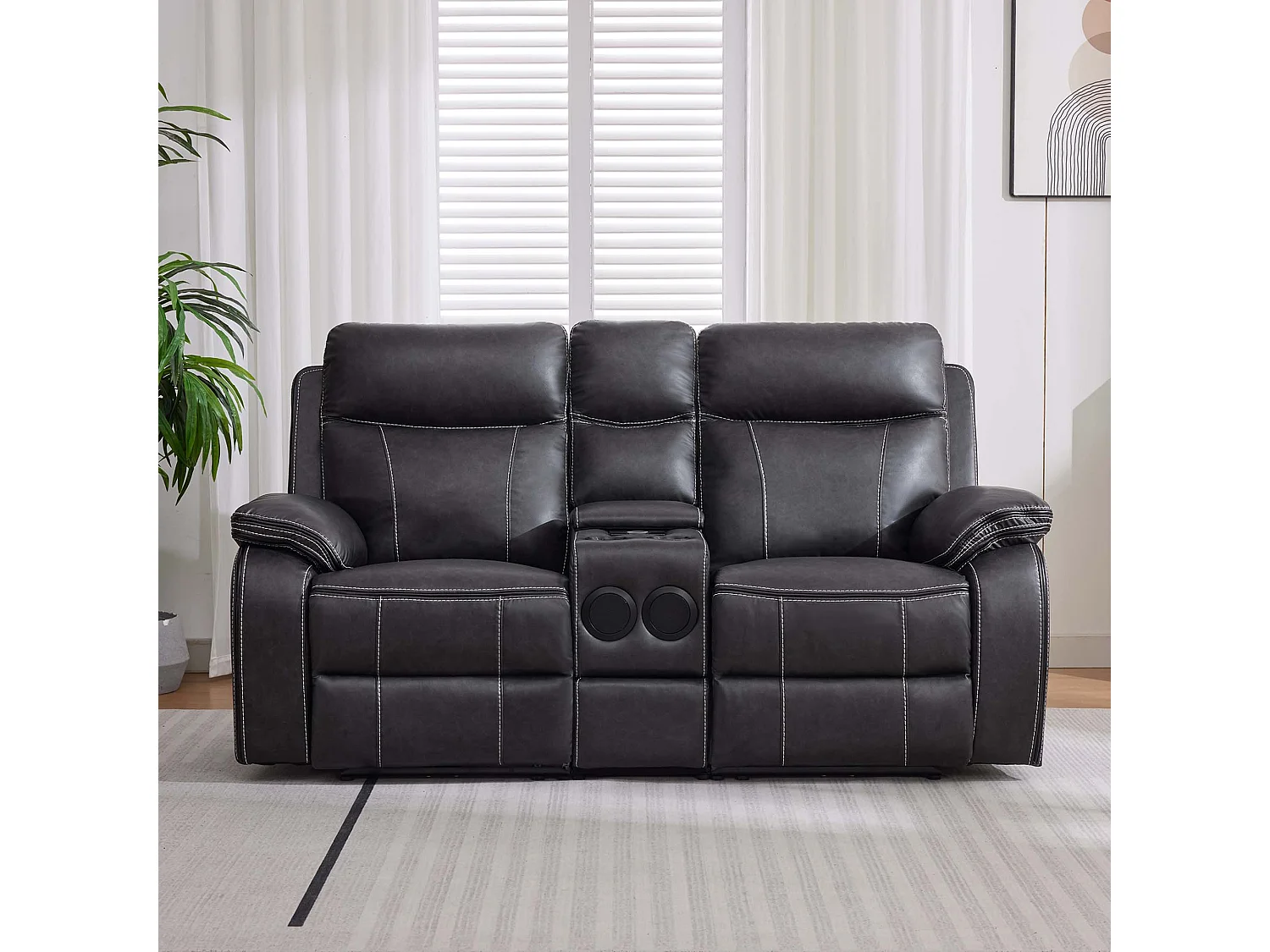 Vinson Electric Recliner 2+3 Seater Sofa Set Air Leather With Speakers
