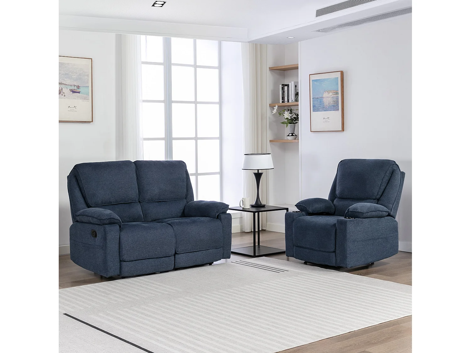 Sydney 1+2 Seater Fabric Manual Recliner Sofa Set