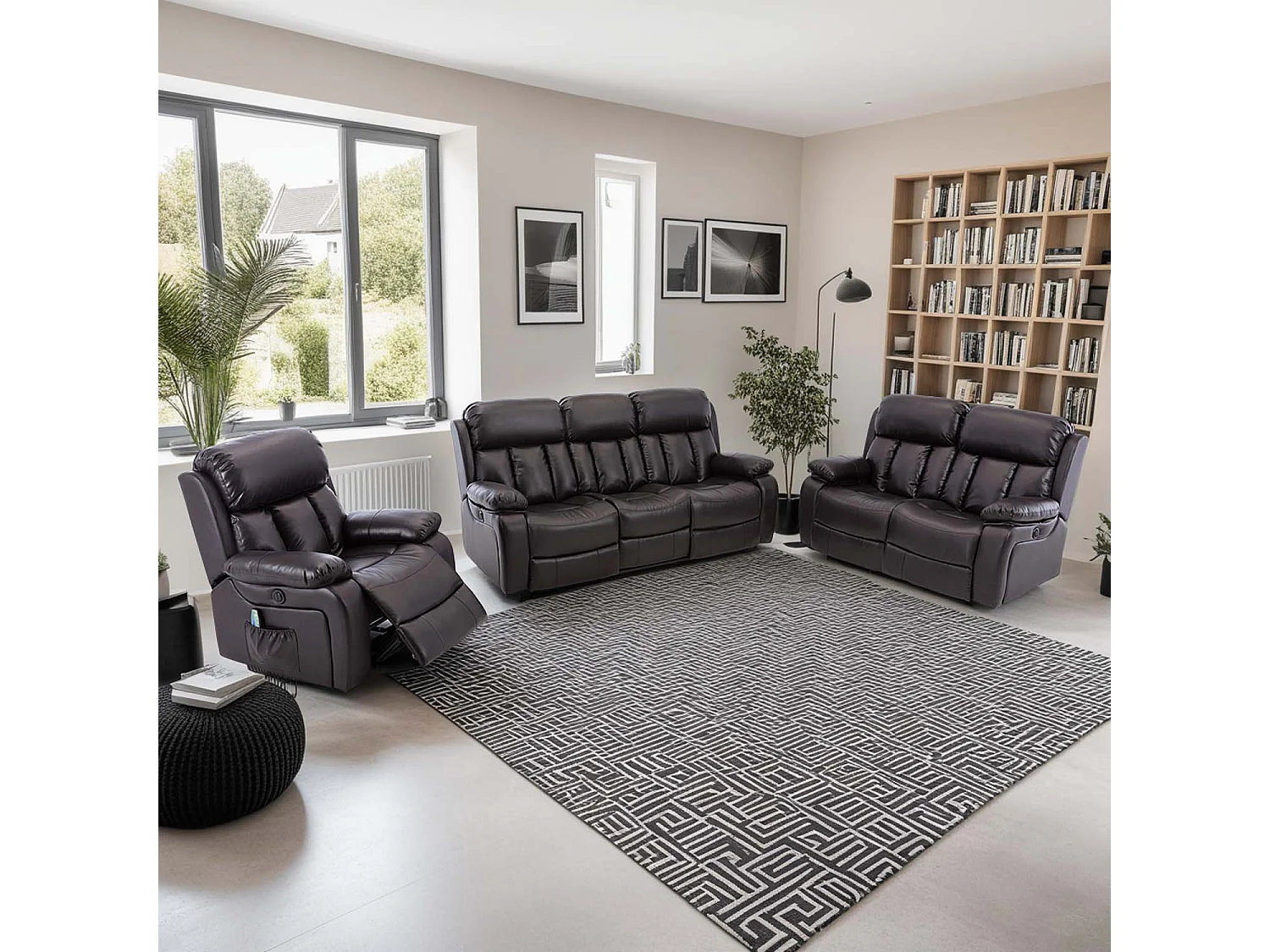 Chester Electric Recliner Bonded Leather 1+2+3 Seater Sofa Set