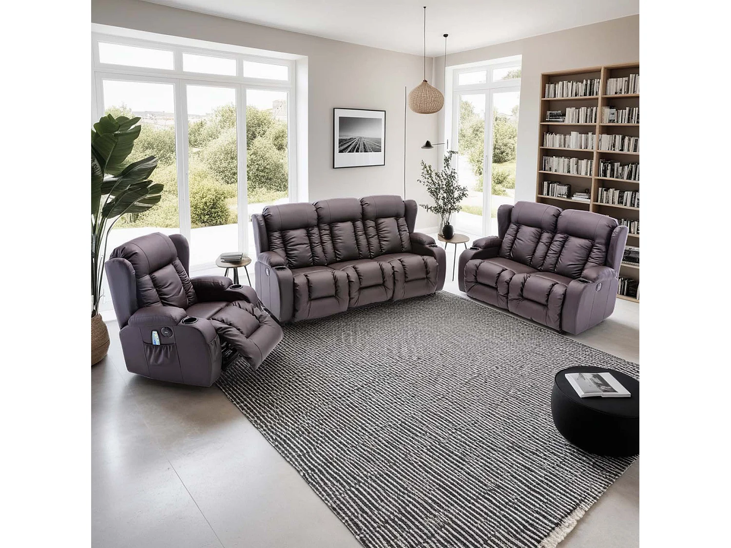 Caesar Electric Recliner Bonded Leather 1+2+3 Seater Sofa Set