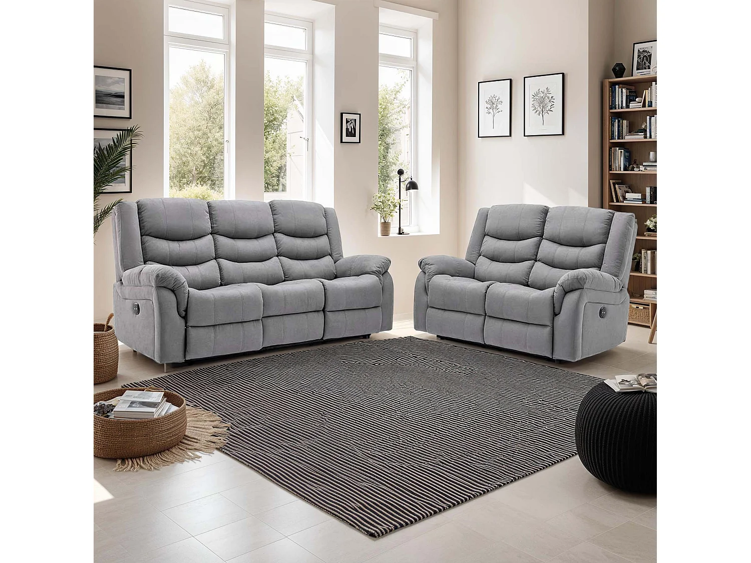 Seattle Electric Recliner Fabric 2+3 Seater Sofa Set