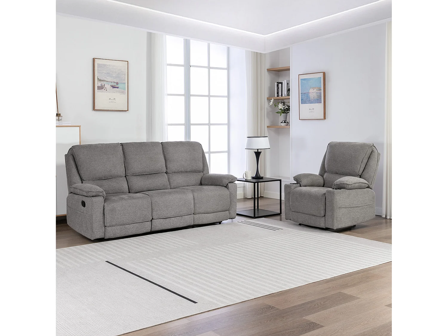 Sydney 1+3 Seater Fabric Manual Recliner Sofa Set