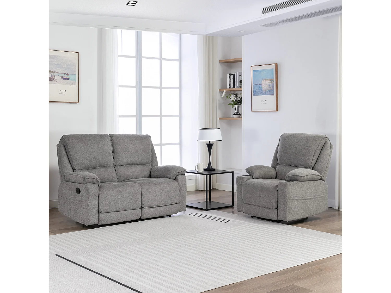 Sydney 1+2 Seater Fabric Manual Recliner Sofa Set