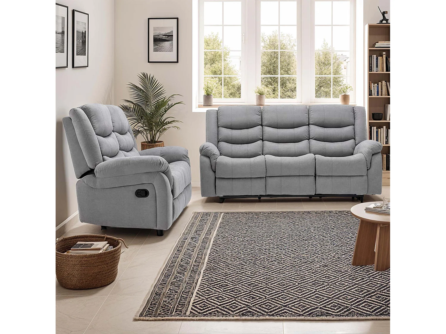 Seattle Manual Recliner Fabric 2+3 Seater Sofa Set