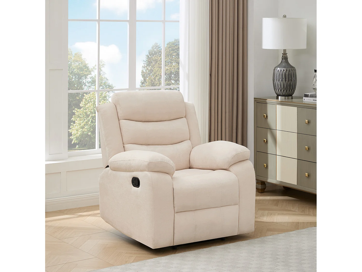 Boston Manual Recliner Fabric 1+3 Seater Sofa Set