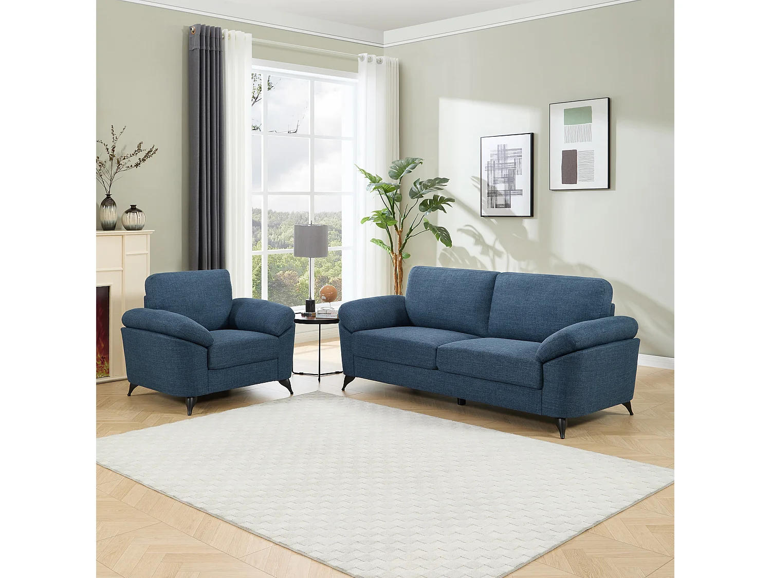 Malmo Modern Scandi Style Fabric Living Room 1+3 Seater Sofa Set