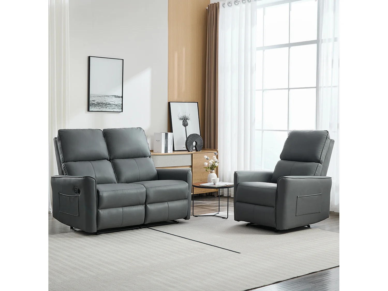 Madrid 1+2 Seater Manual Air Leather Recliner Sofa Set