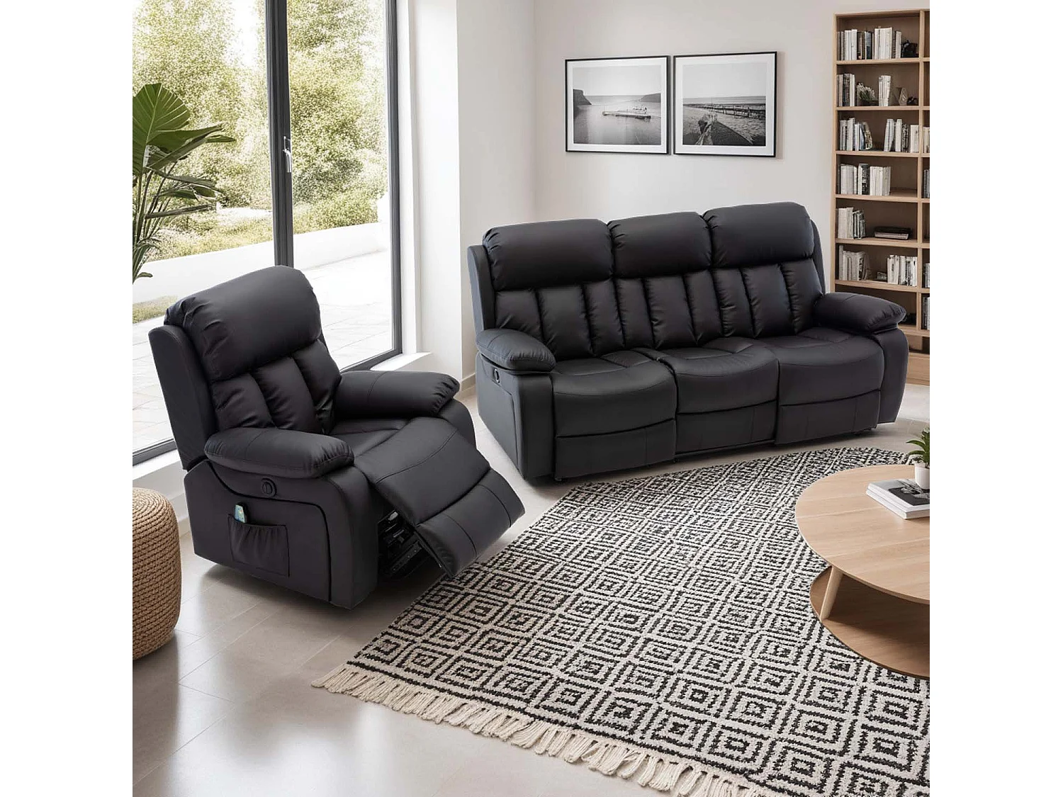 Chester Electric Recliner Bonded Leather 1+3 Seater Sofa Set