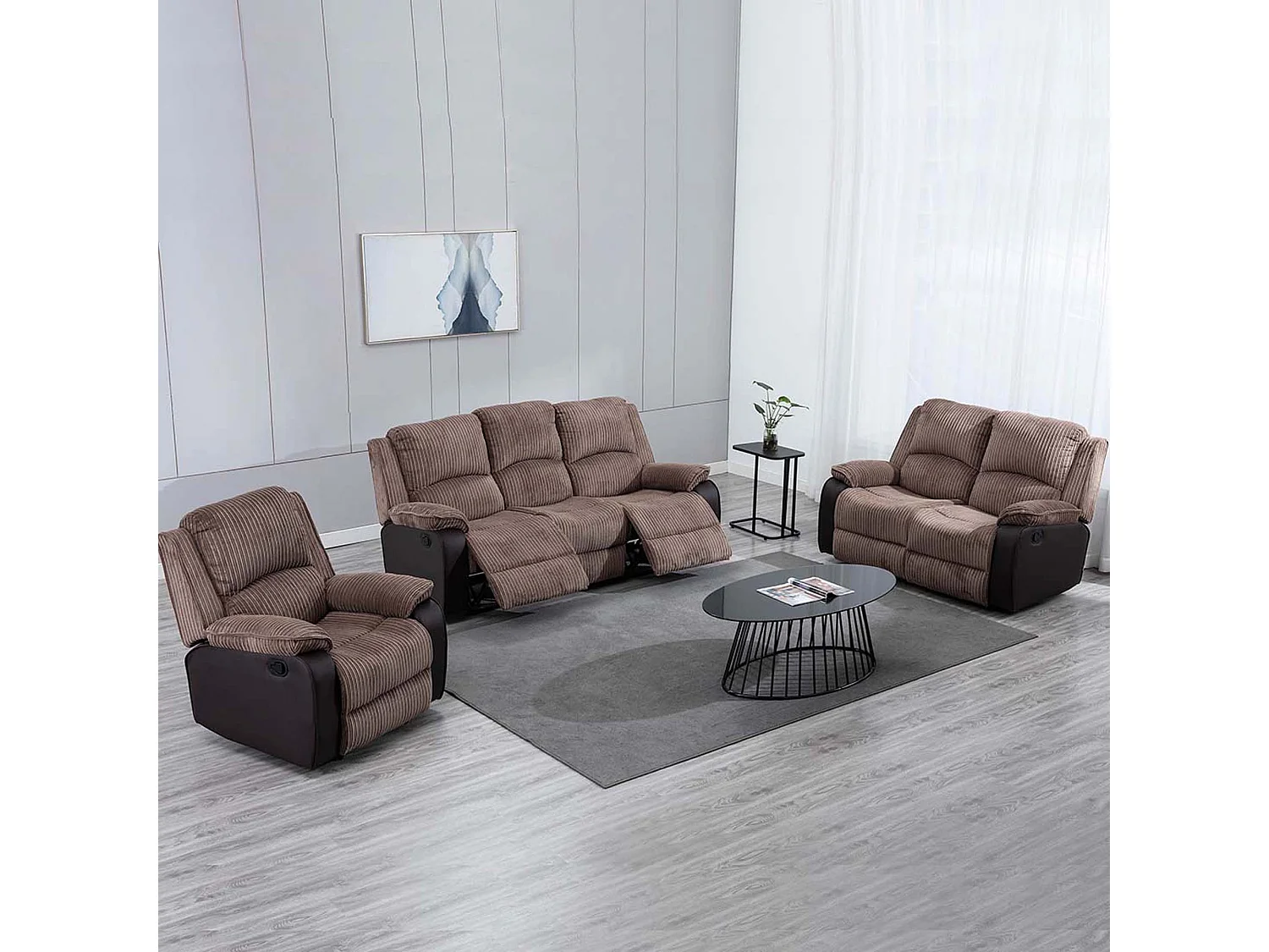 Postana Manual Recliner Bonded Leather 1+2+3 Seater Sofa Set