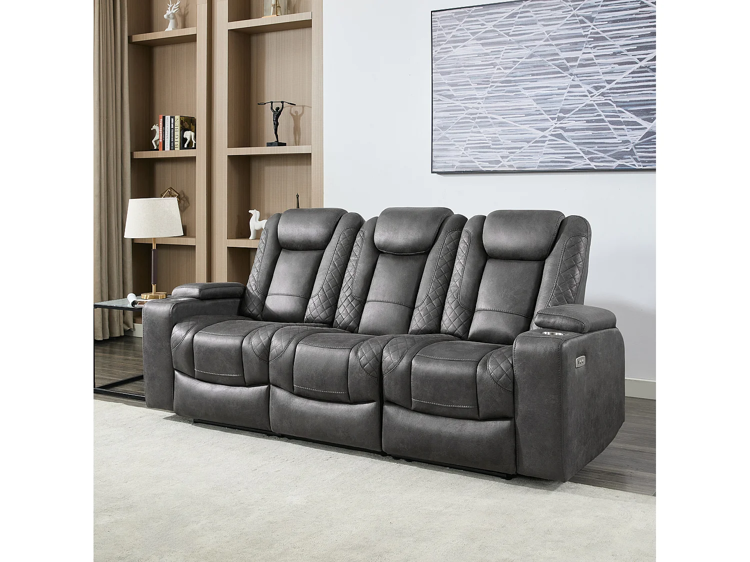 Ashton Electric Recliner 1+3 Seater Sofa Set Technology Fabric With Built-In Plugs & Usb-C Charging