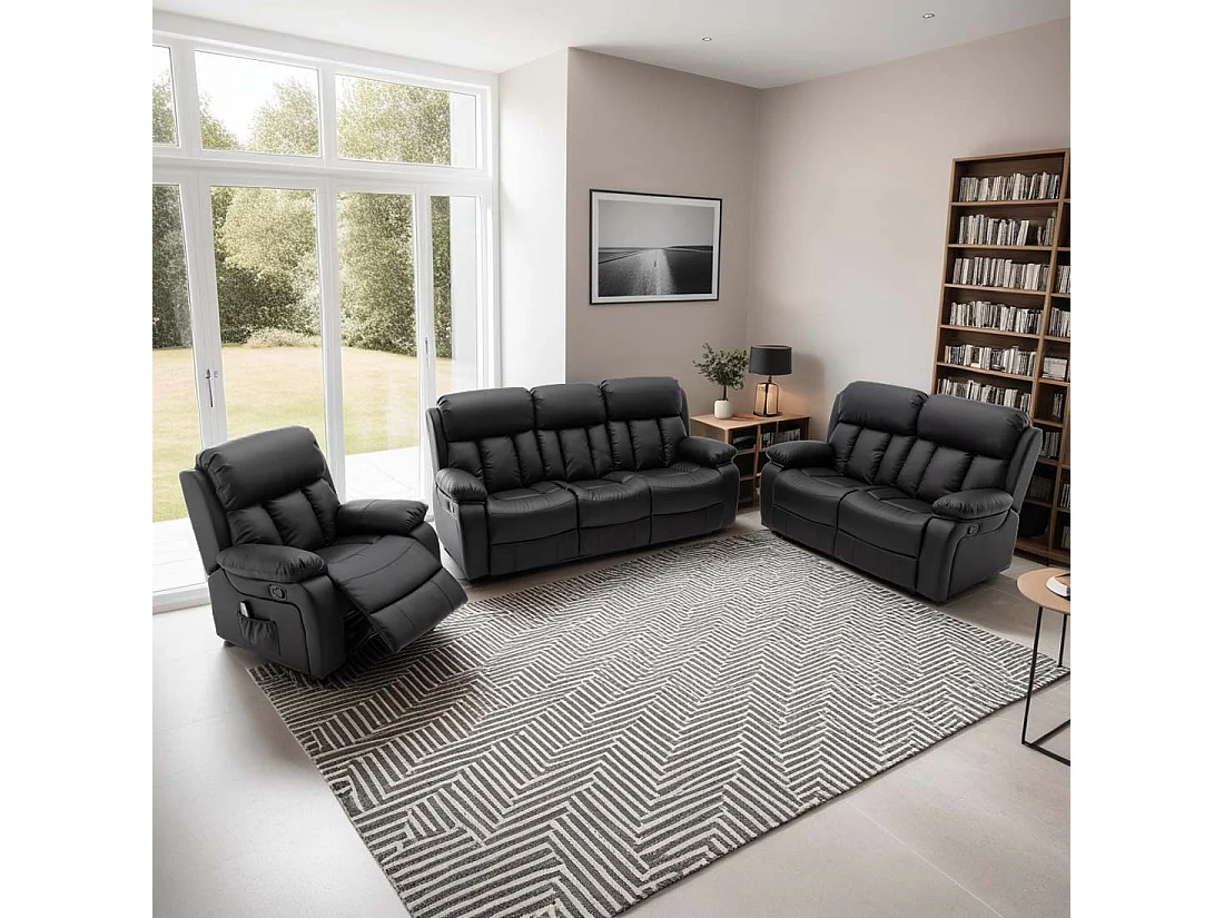 Chester Manual Recliner Bonded Leather 1+2+3 Seater Sofa Set