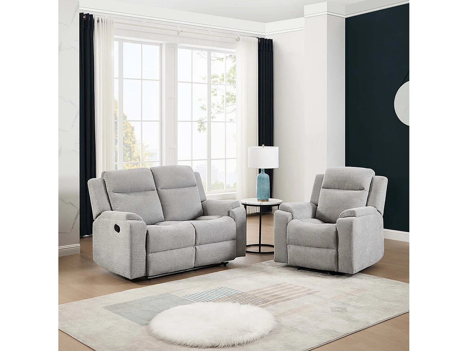 Orka 1+2 Seater Fabric Manual Recliner Sofa Set