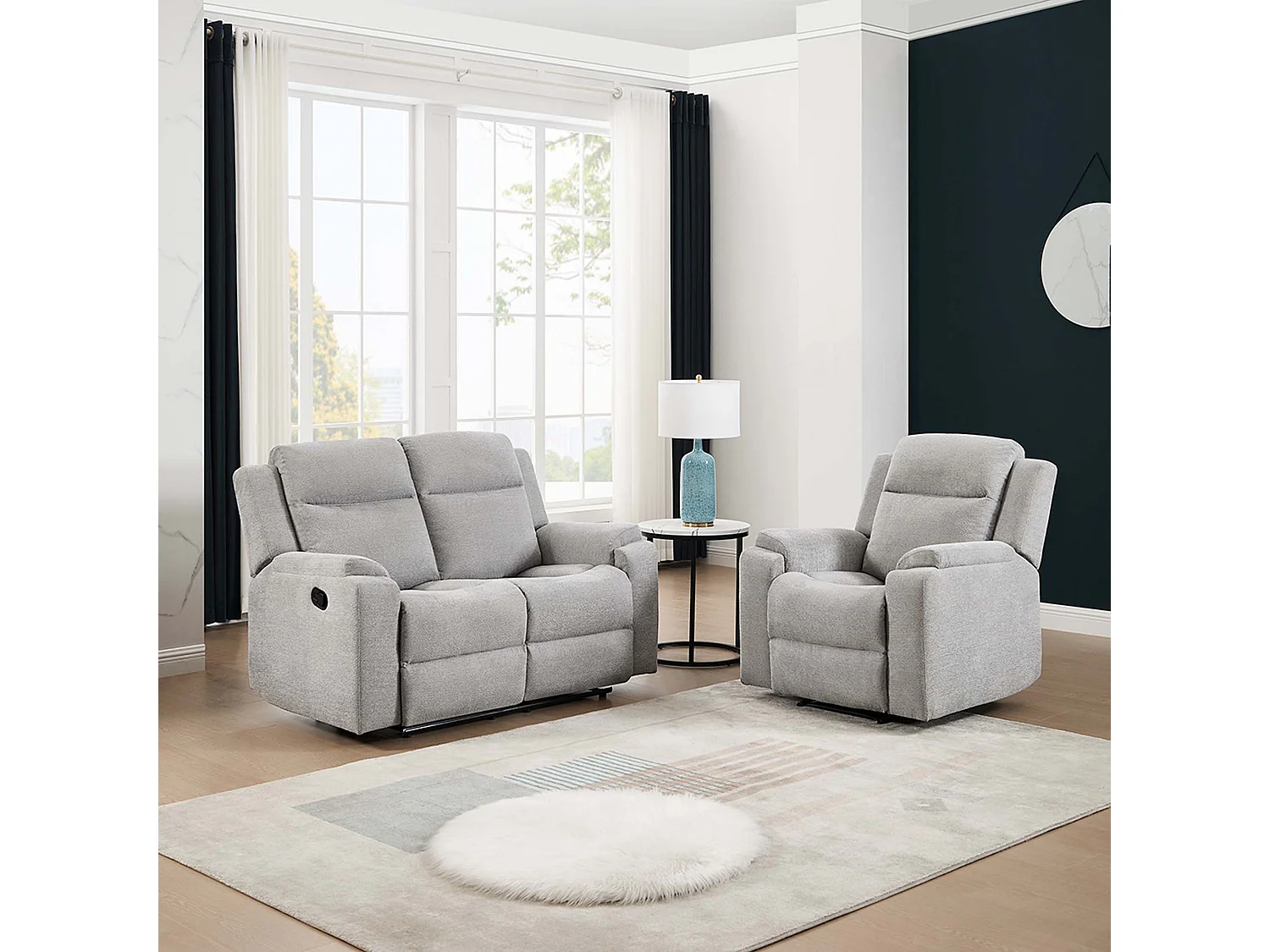 Orka 1+2 Seater Fabric Manual Recliner Sofa Set