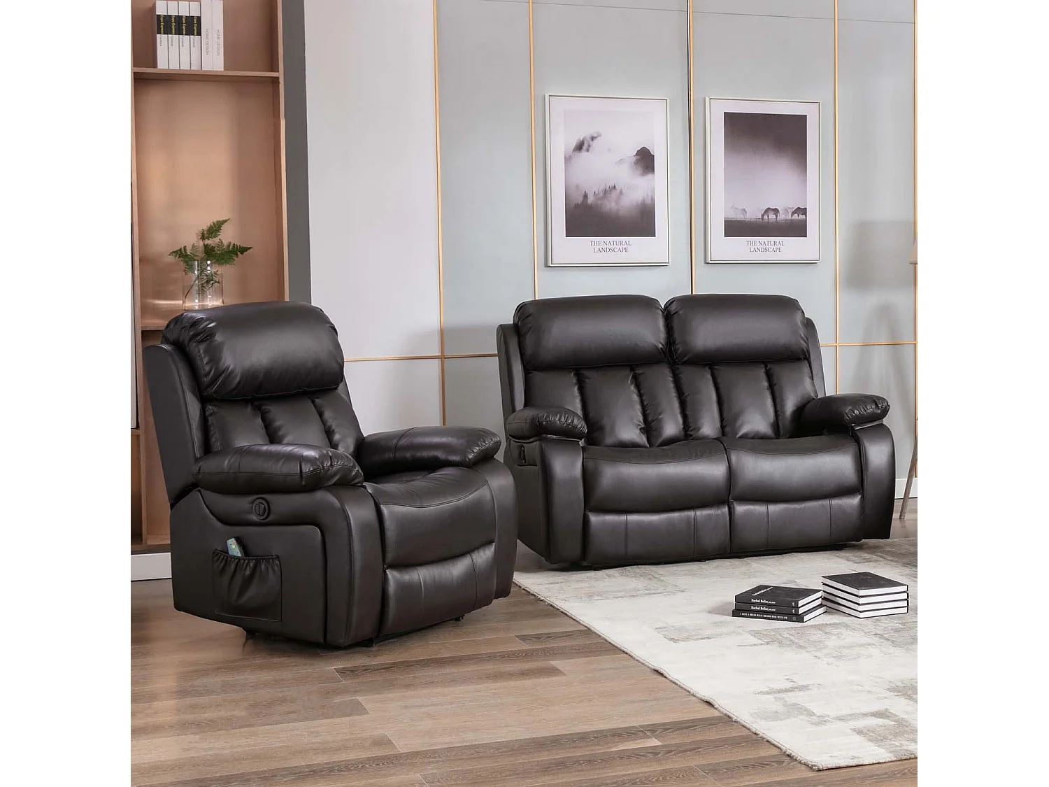Chester Electric Recliner Bonded Leather 1+2 Seater Sofa Set