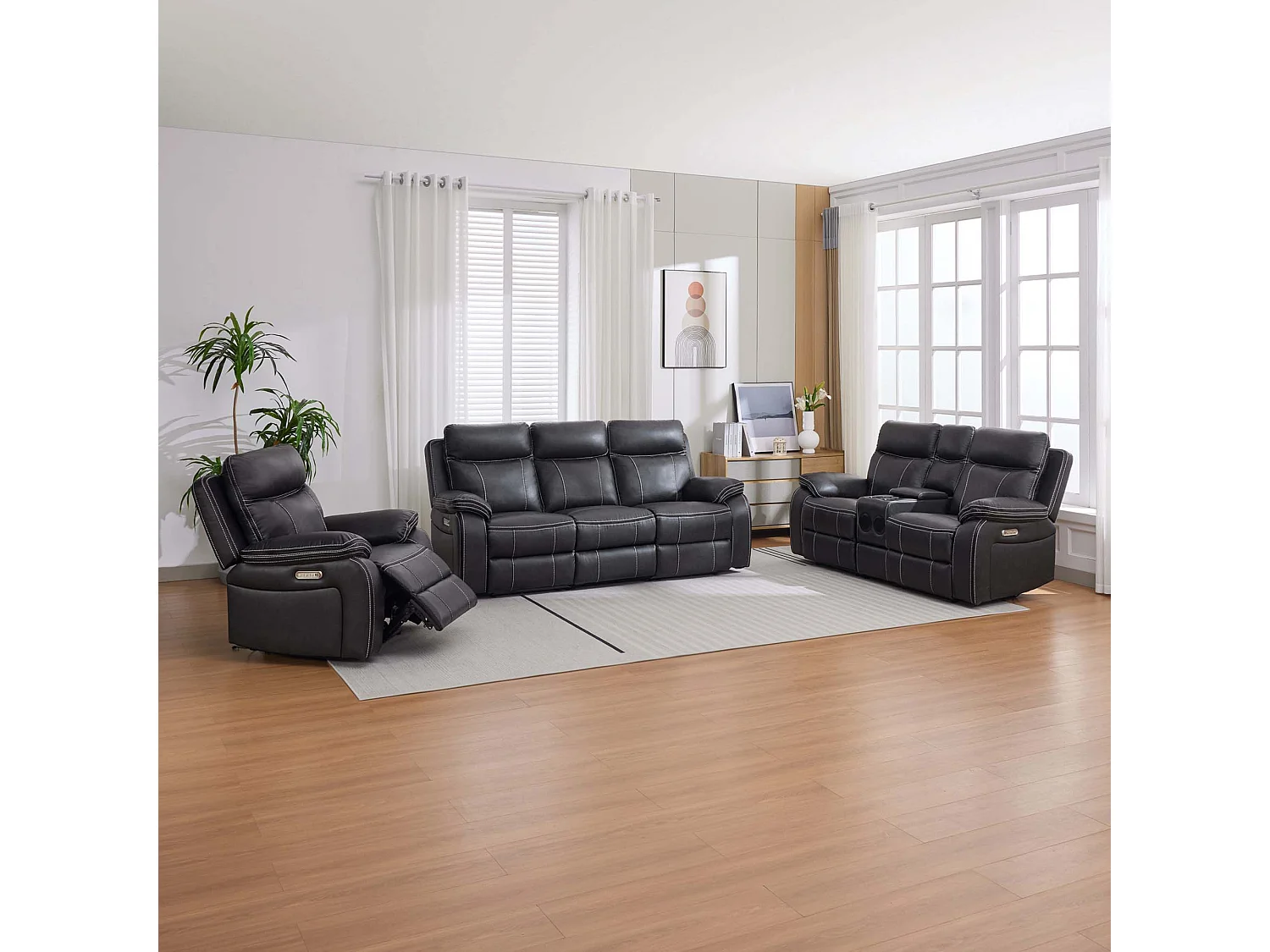 Vinson Electric Recliner 1+2+3 Seater Air Leather Sofa Set