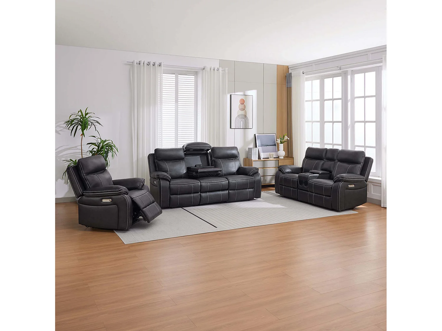 Vinson Electric Recliner 1+2+3 Seater Air Leather Sofa Set