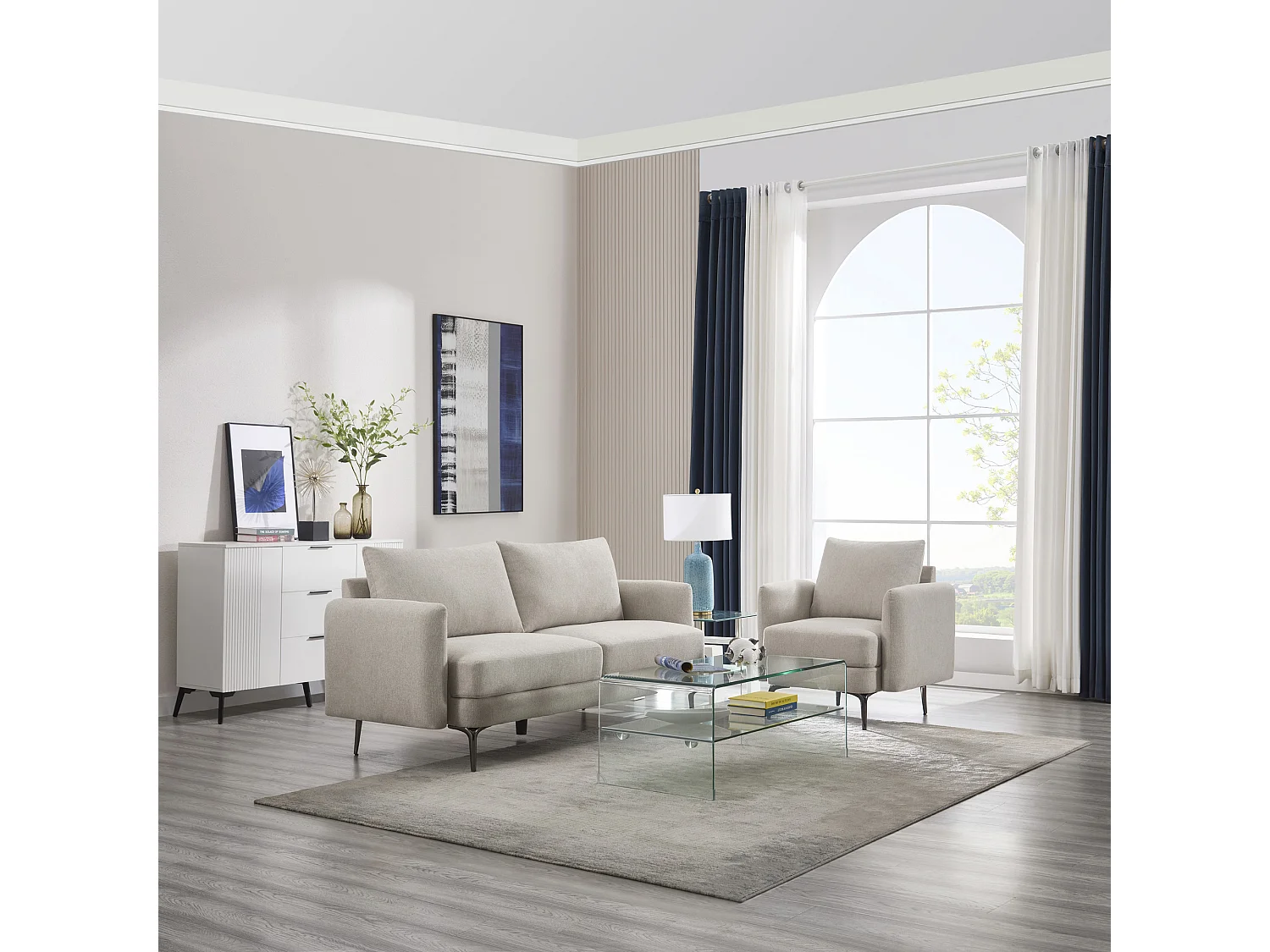 Sofia 1+3 Seater Fabric Sofa Set