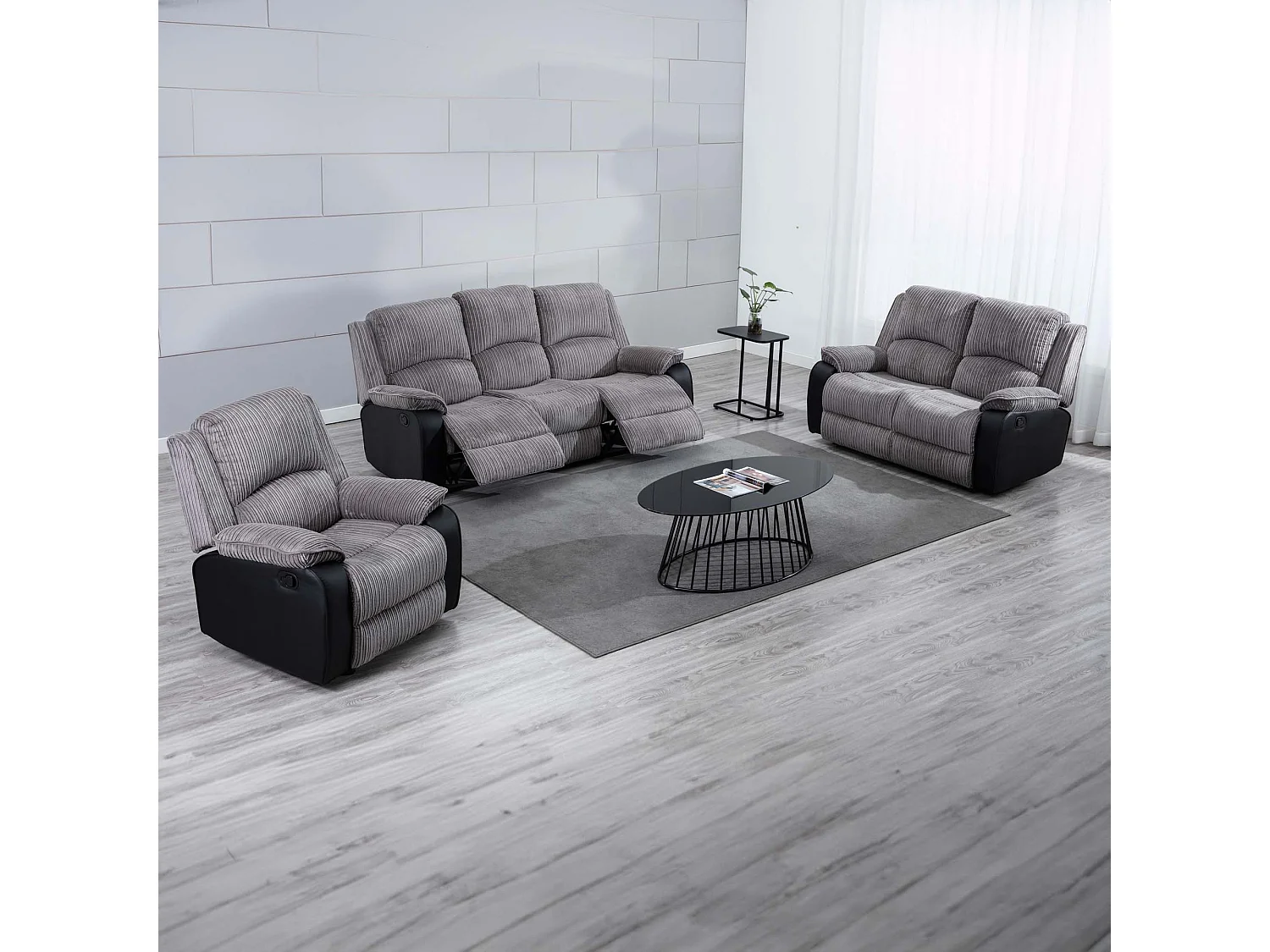 Postana Manual Recliner Bonded Leather 1+2+3 Seater Sofa Set