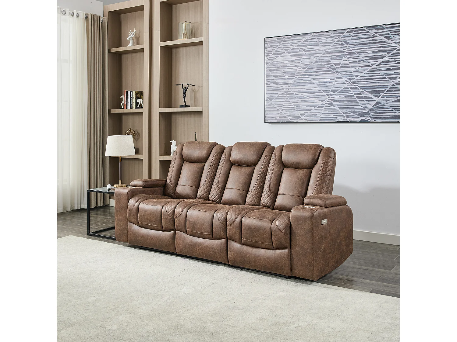 Ashton Electric Recliner 1+3 Seater Sofa Set Technology Fabric With Built-In Plugs & Usb-C Charging