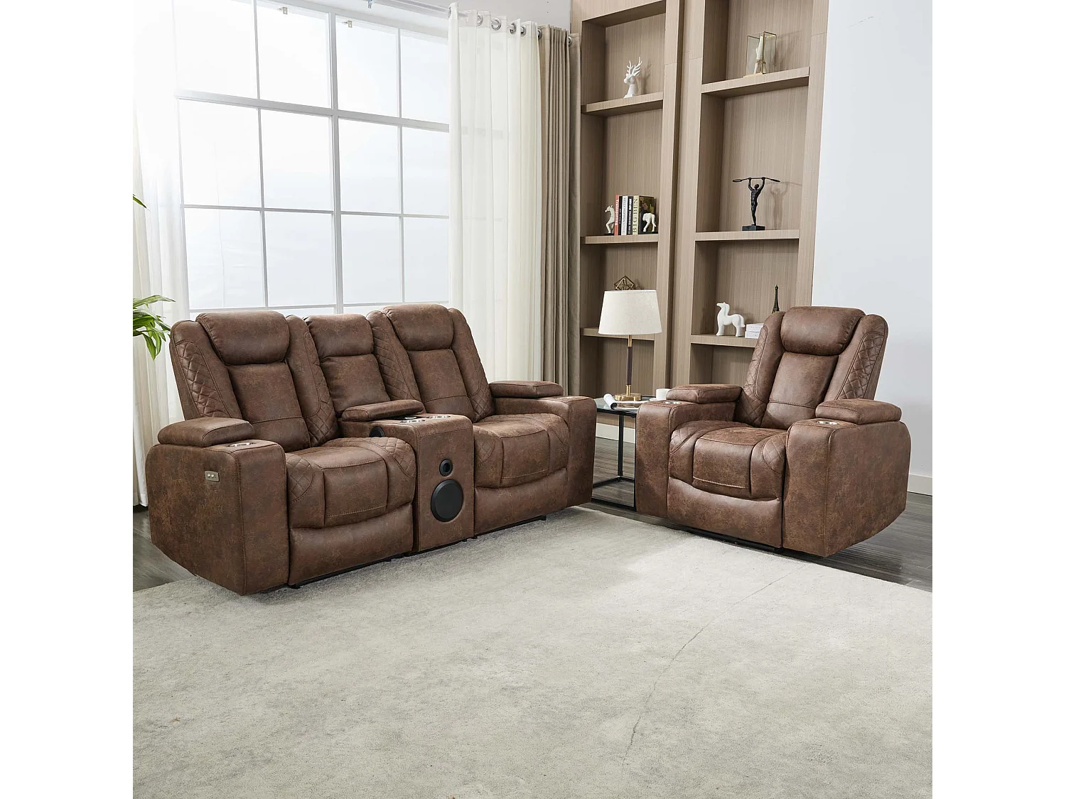 Ashton Electric Recliner 1+2 Seater Sofa Set Technology Fabric With Speakers & Usb-C Charging
