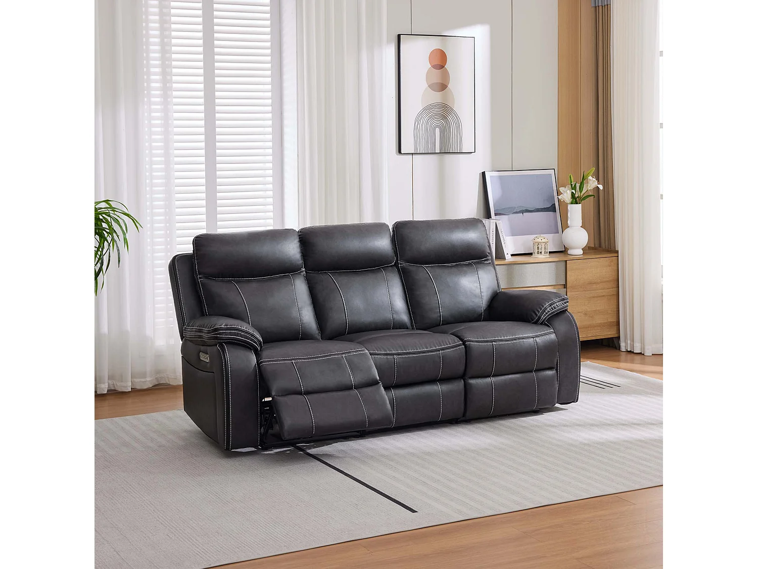 Vinson Electric Recliner 1+3 Seater Air Leather Sofa Set