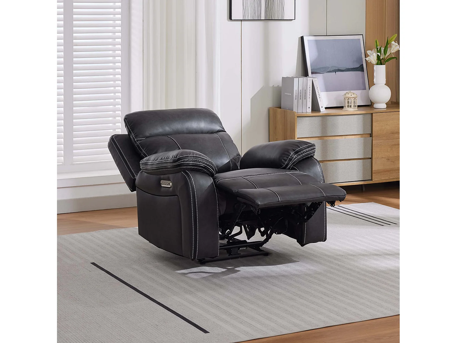 Vinson Electric Recliner 1+3 Seater Air Leather Sofa Set