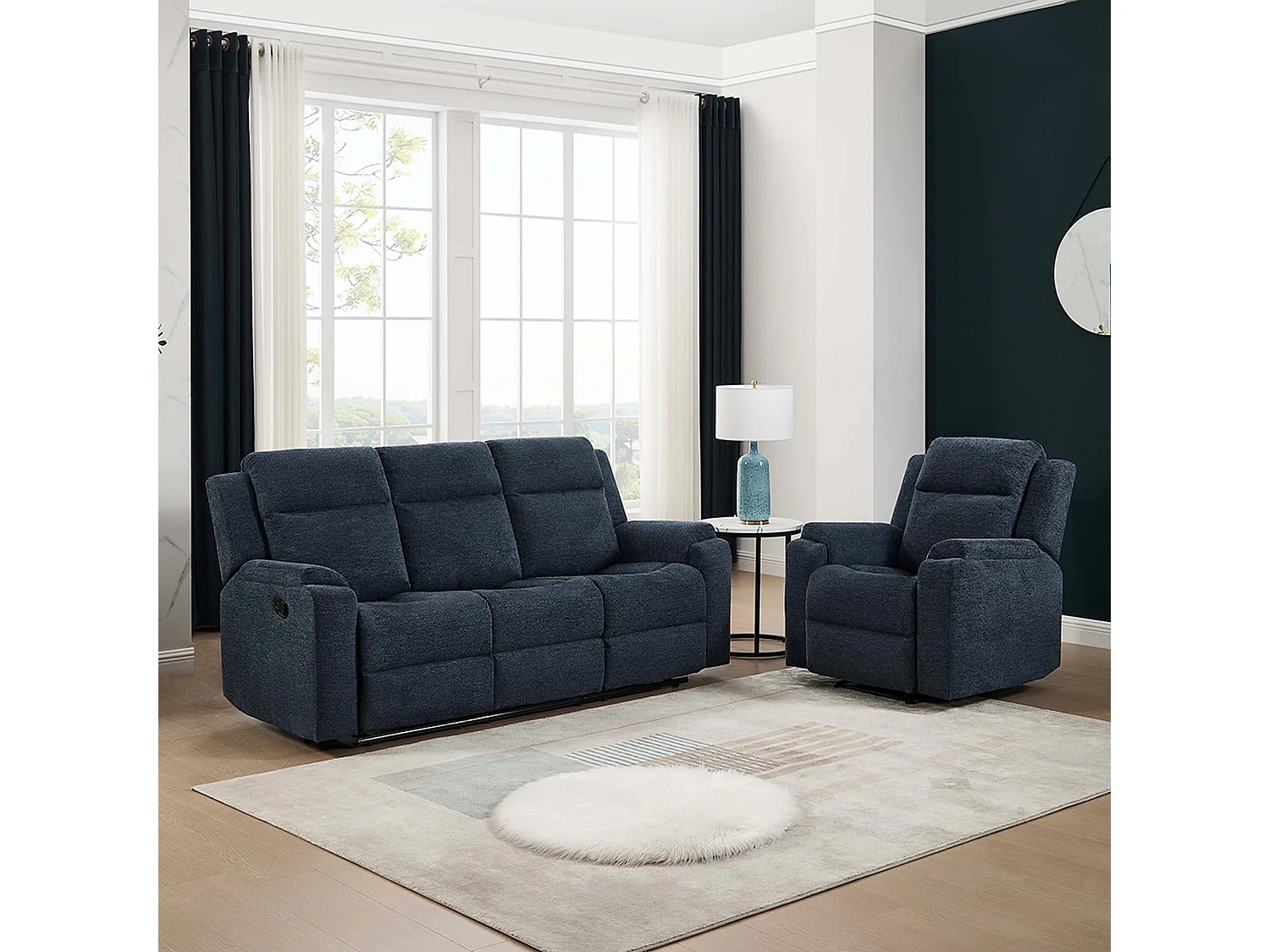 Orka 1+3 Seater Fabric Manual Recliner Sofa Set