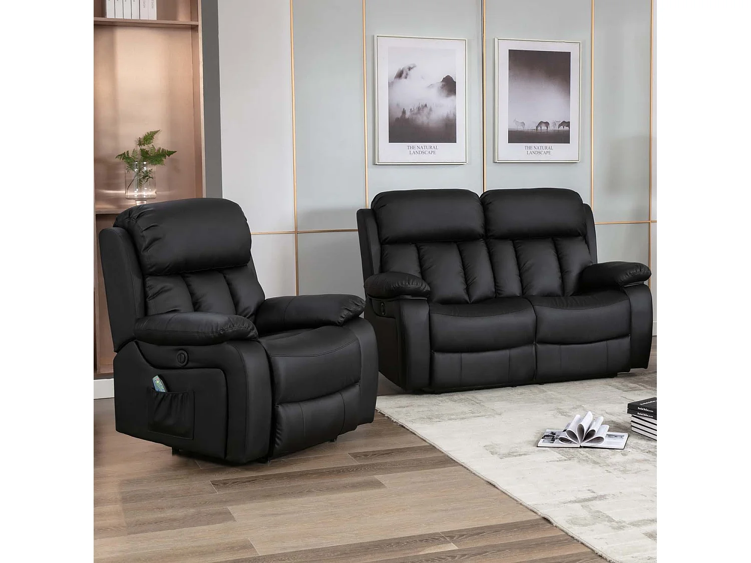 Chester Electric Recliner Bonded Leather 1+2 Seater Sofa Set