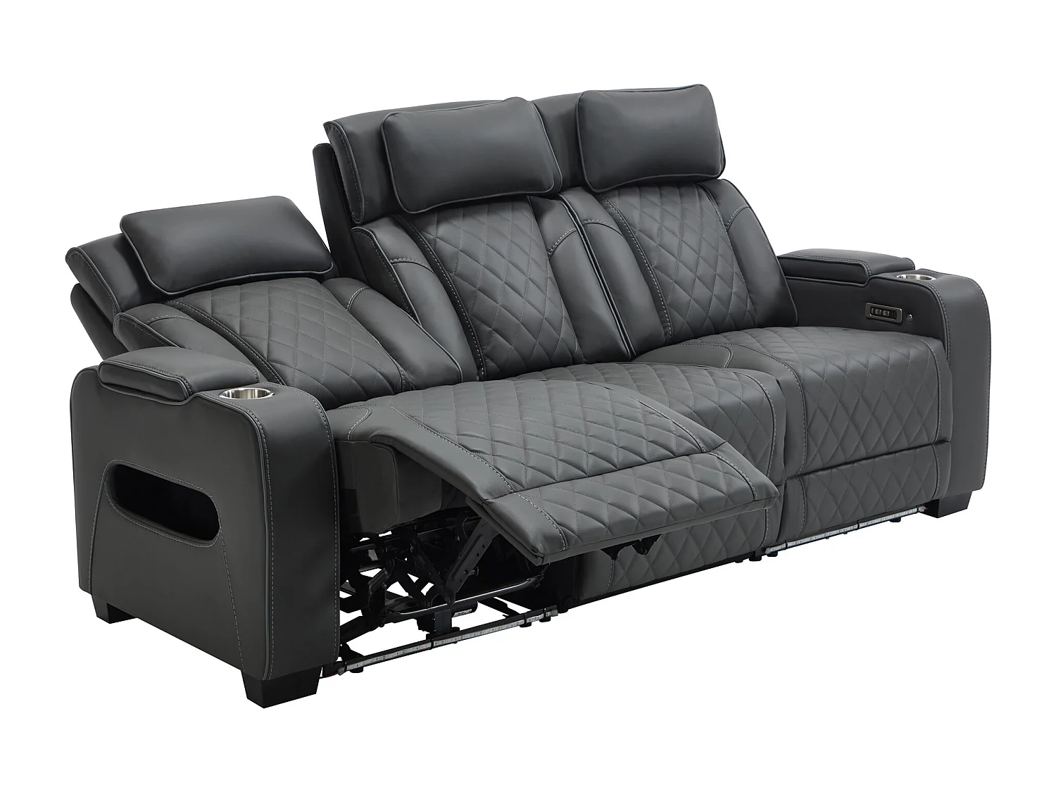 Capri Electric Recliner 1+3 Seater Sofa Set w Drinks tray & Charging