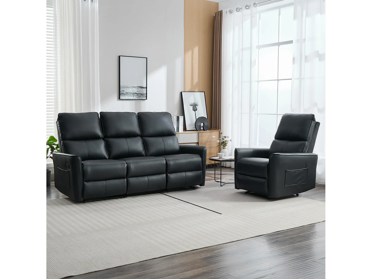 Madrid 1+3 Seater Manual Air Leather Recliner Sofa Set