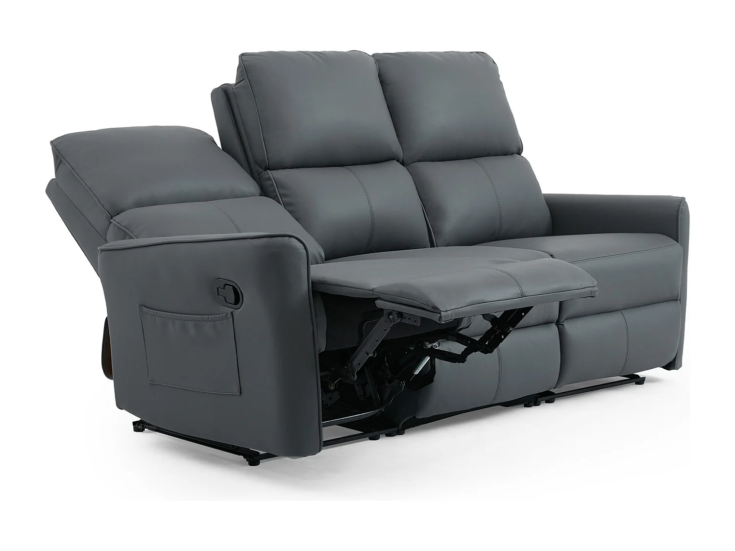Madrid 1+2+3 Seater W Console Manual Air Leather Recliner Sofa Set