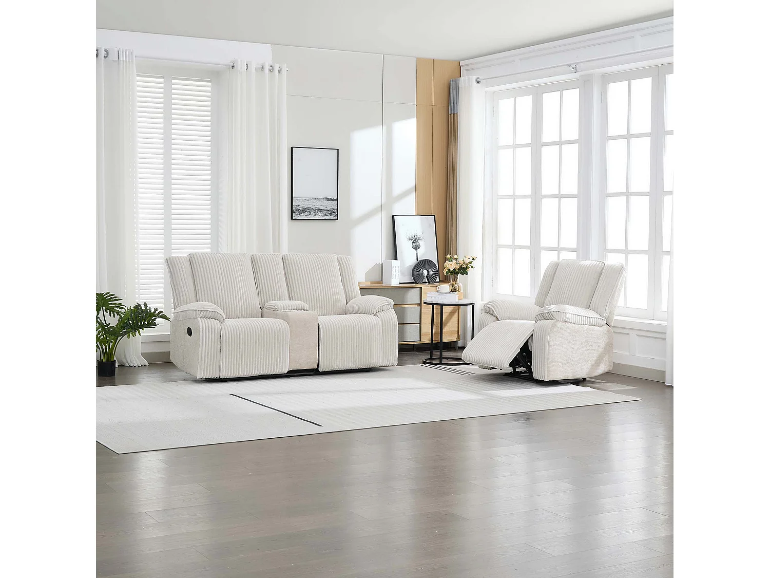 Verona 2+1 Jumbo Cord Manual Recliner Sofa Set