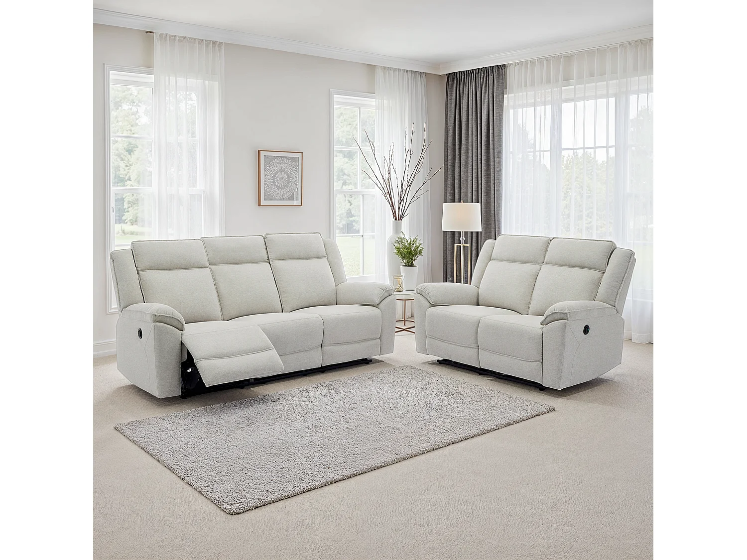 Skye 3+2 Linen Electric Recliner Sofa Set