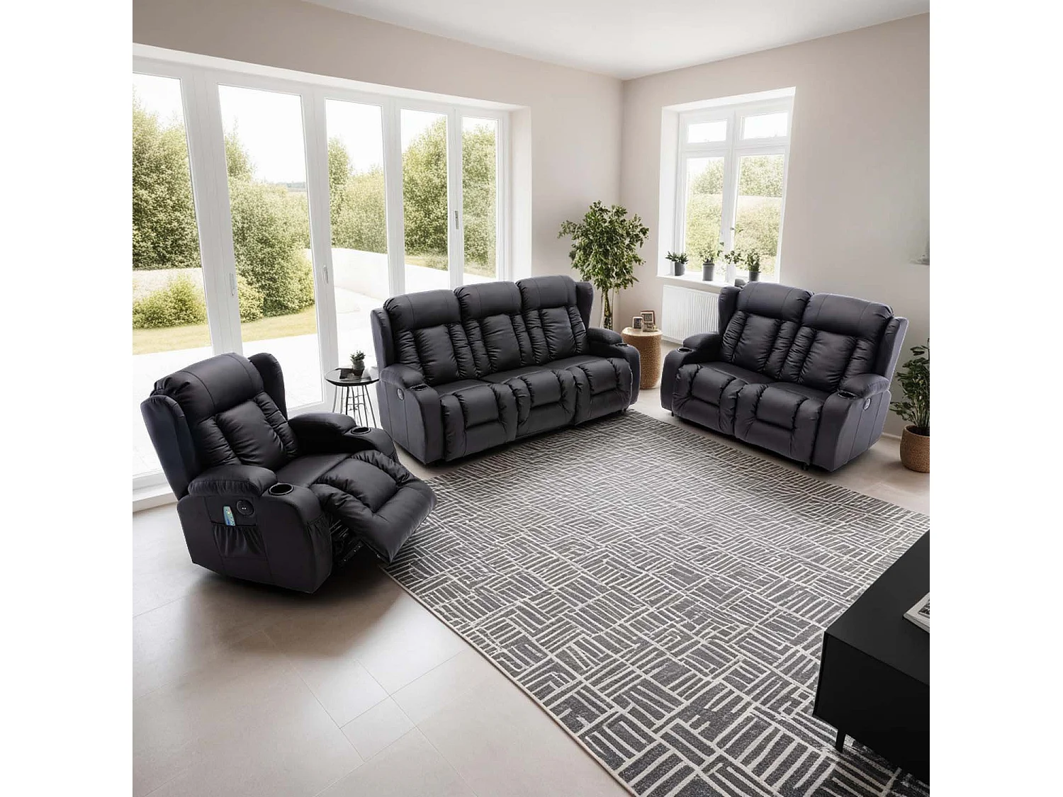 Caesar Electric Recliner Bonded Leather 1+2+3 Seater Sofa Set