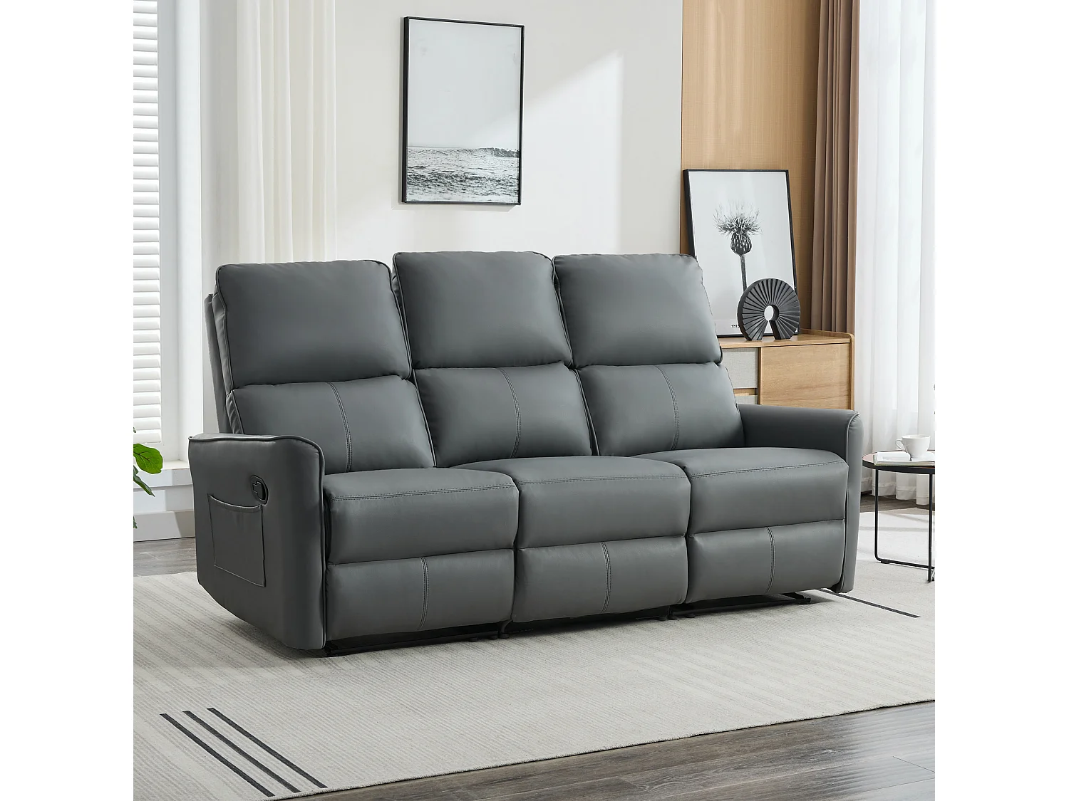 Madrid 1+3 Seater Manual Air Leather Recliner Sofa Set