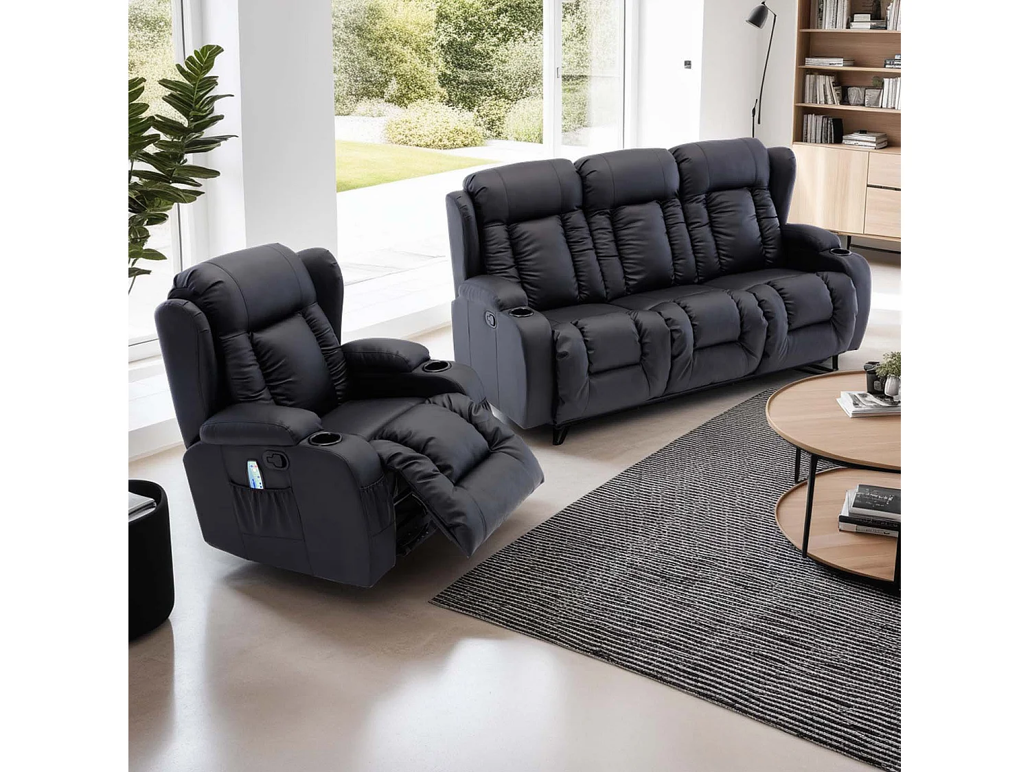 Caesar Manual Recliner Bonded Leather 1+3 Seater Sofa Set