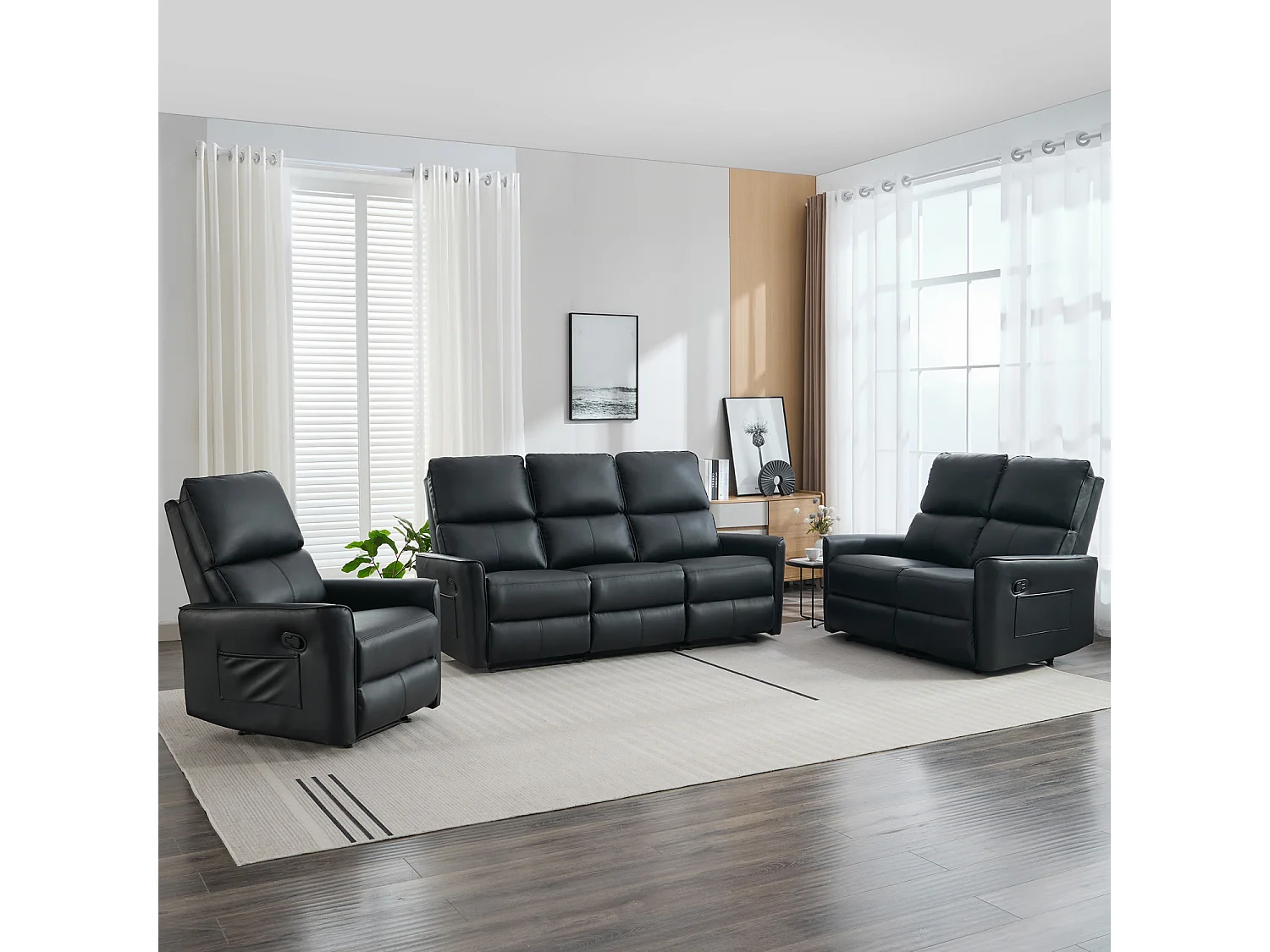 Madrid 1+2+3 Seater Manual Air Leather Recliner Sofa Set