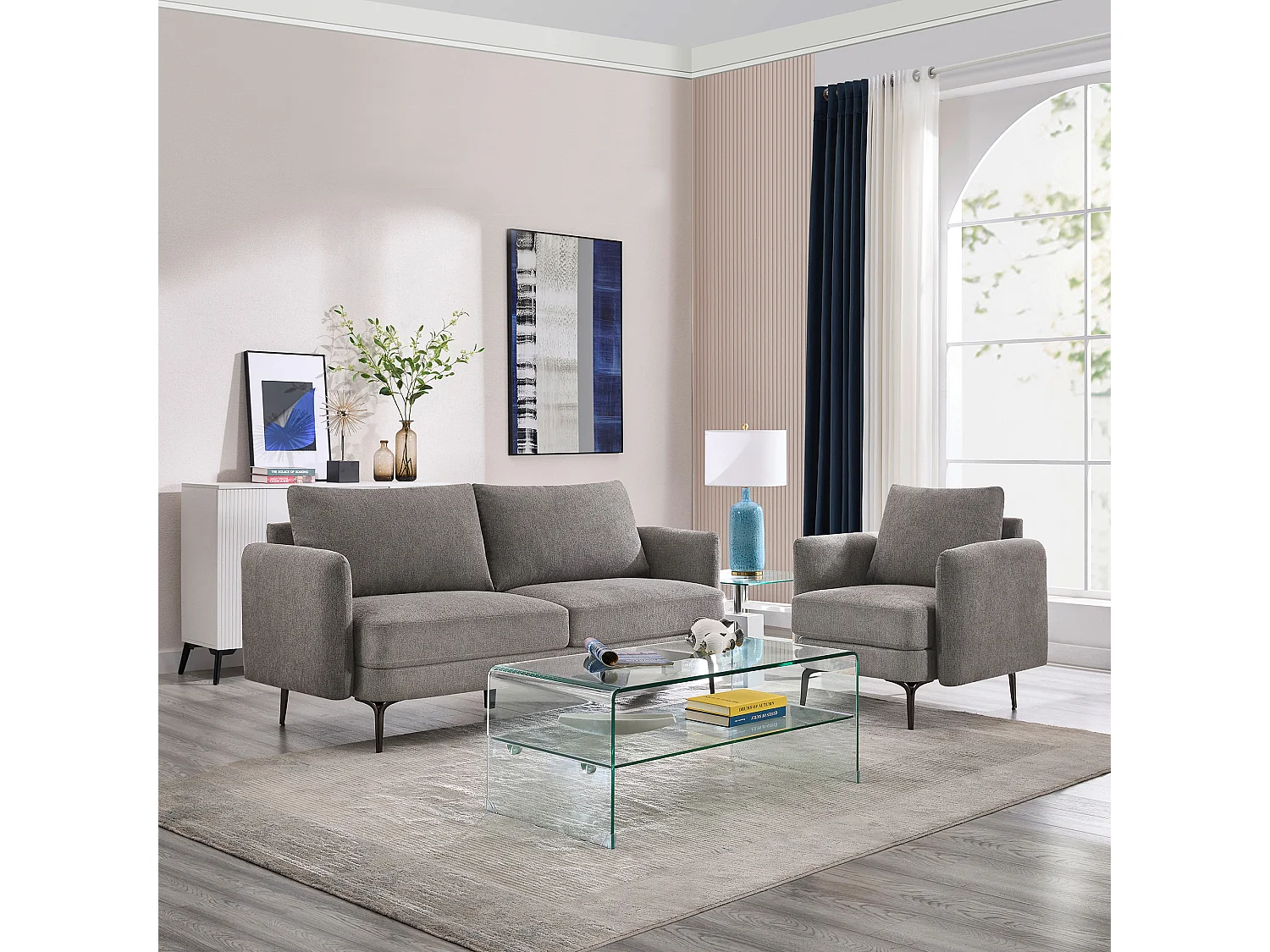 Sofia 1+3 Seater Fabric Sofa Set