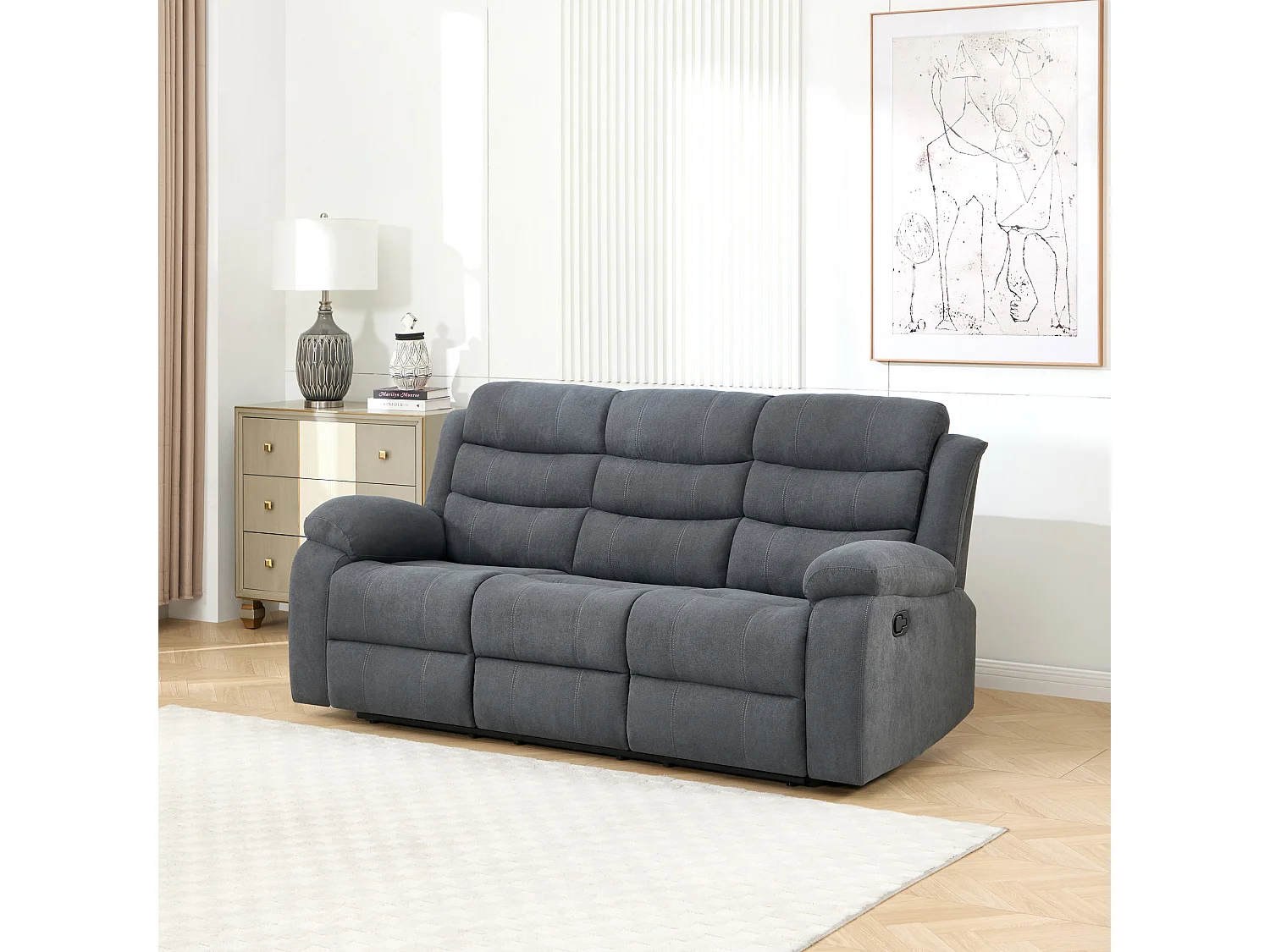Boston Manual Recliner Fabric 1+3 Seater Sofa Set