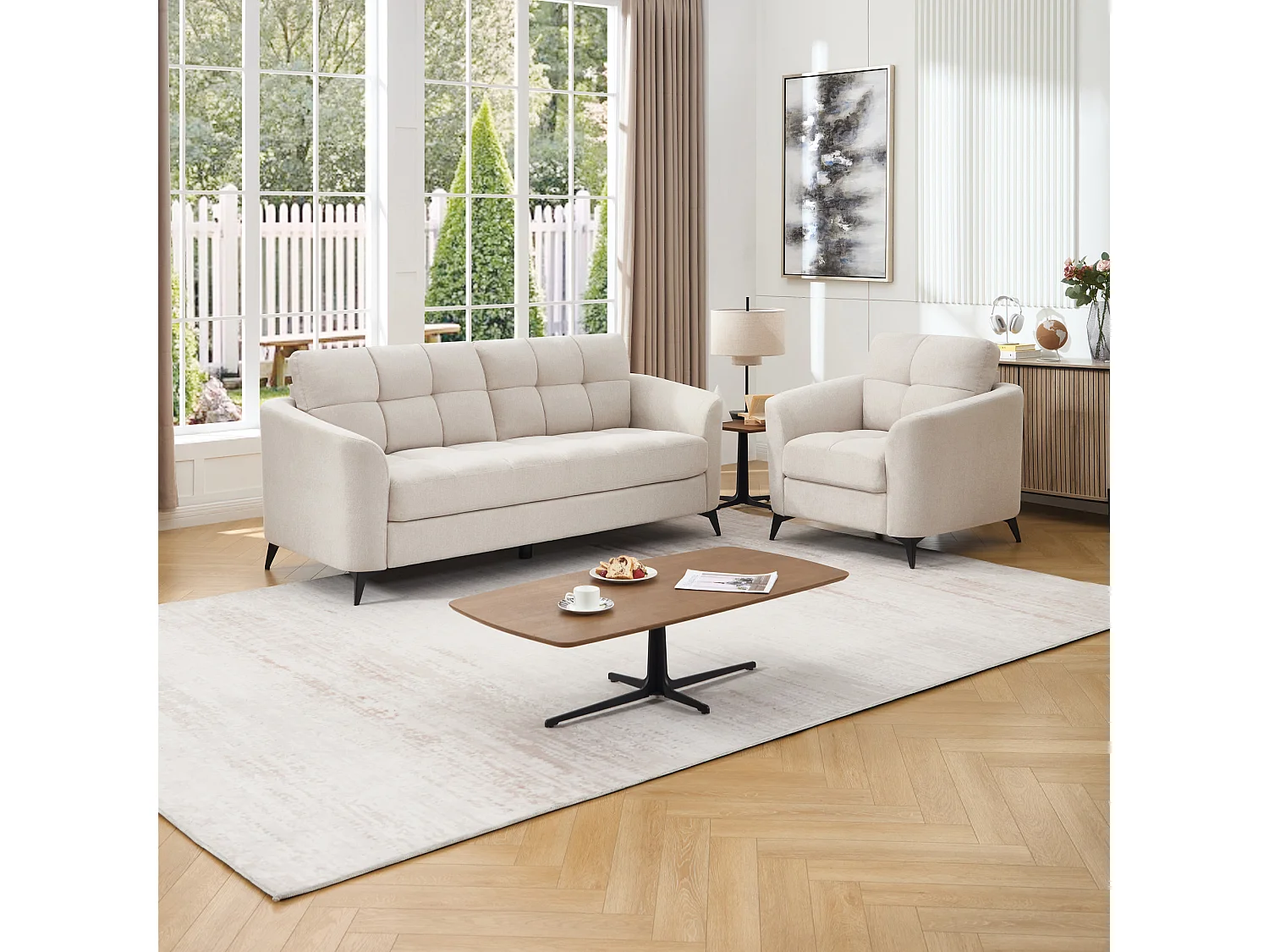 Solna 1+3 Seater Scandi Style Fabric Living Room Sofa Set