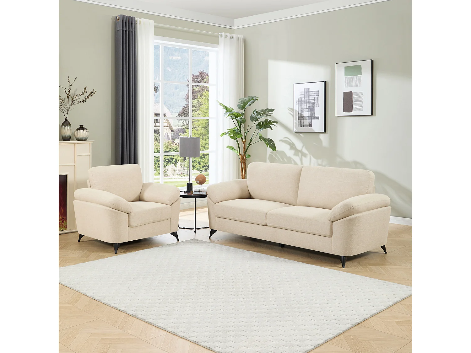 Malmo Modern Scandi Style Fabric Living Room 1+3 Seater Sofa Set