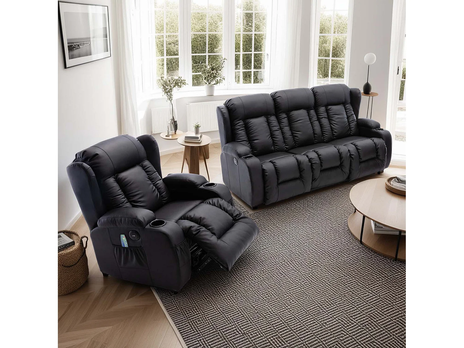 Caesar Electric Recliner Bonded Leather 1+3 Seater Sofa Set
