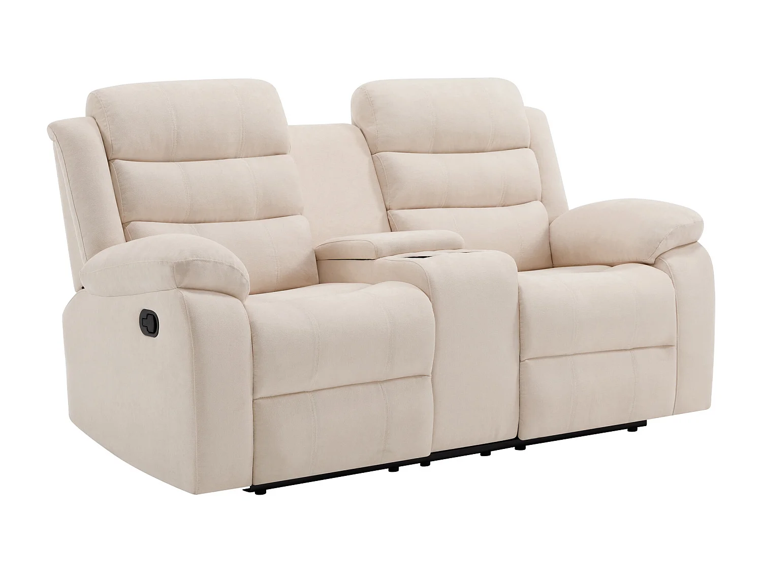 Boston Manual Recliner Fabric 1+2+3 Seater Sofa Set w Drinks Console