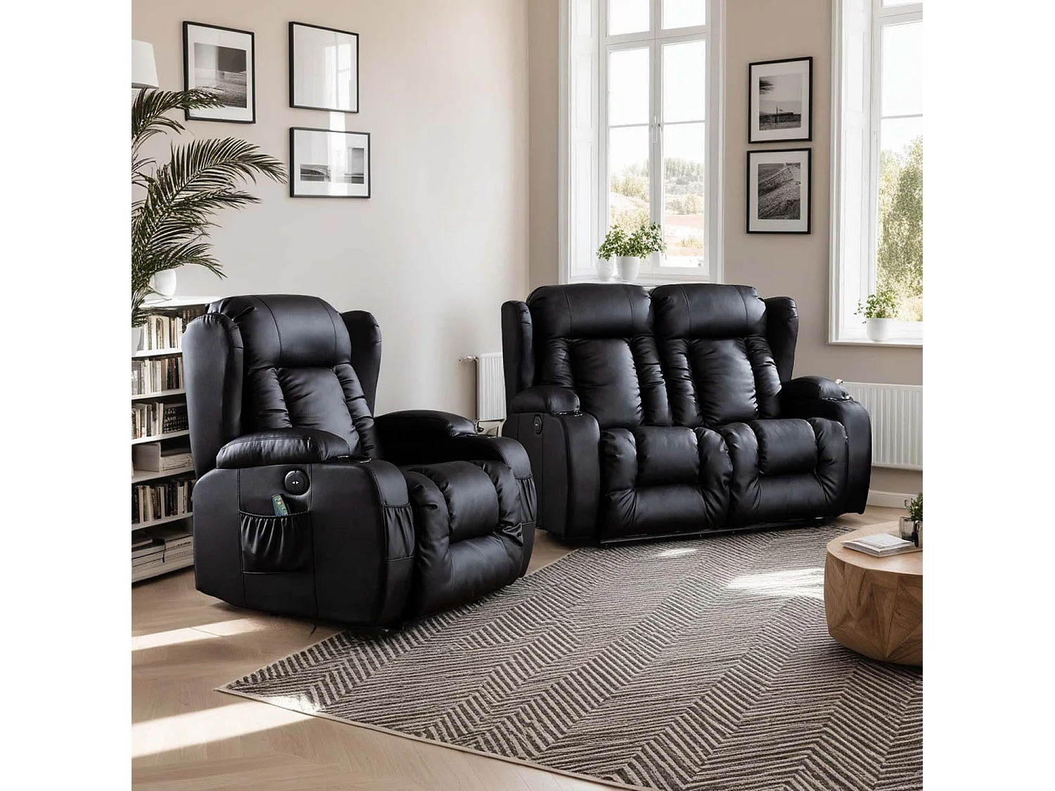 Caesar Electric Recliner Bonded Leather 1+2 Seater Sofa Set
