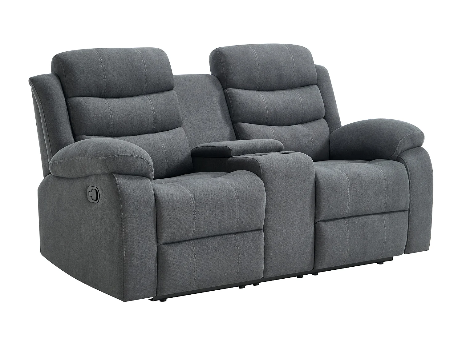 Boston Manual Recliner Fabric 1+2 Seater Sofa Set w Drinks Console