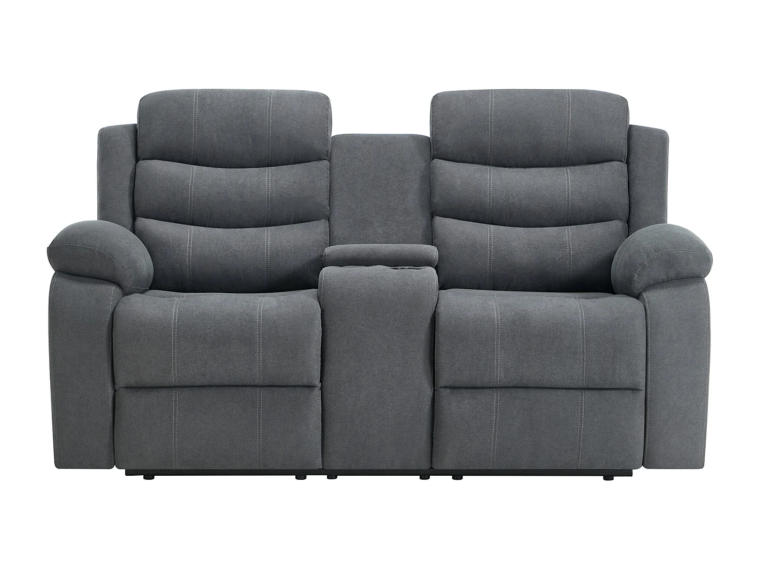 Boston Manual Recliner Fabric 1+2 Seater Sofa Set w Drinks Console